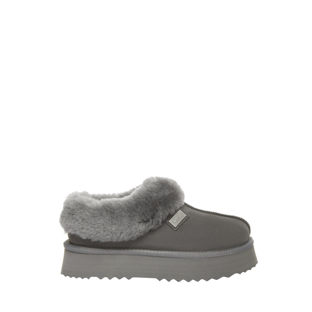 EVERAU Topknot Grey Leather Slippers Kapcie Szare