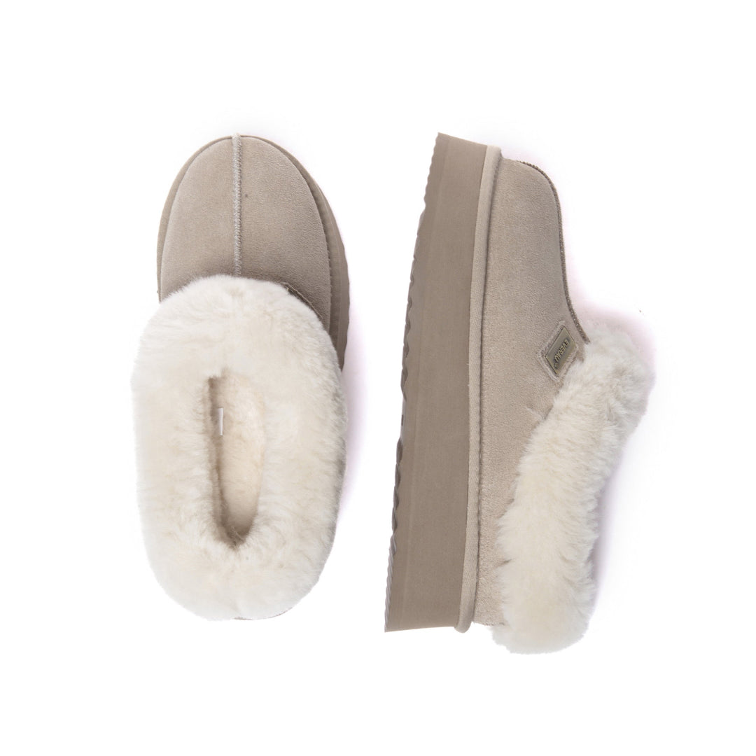 EVERAU Topknot Sand Leather Slippers Kapcie Beżowe