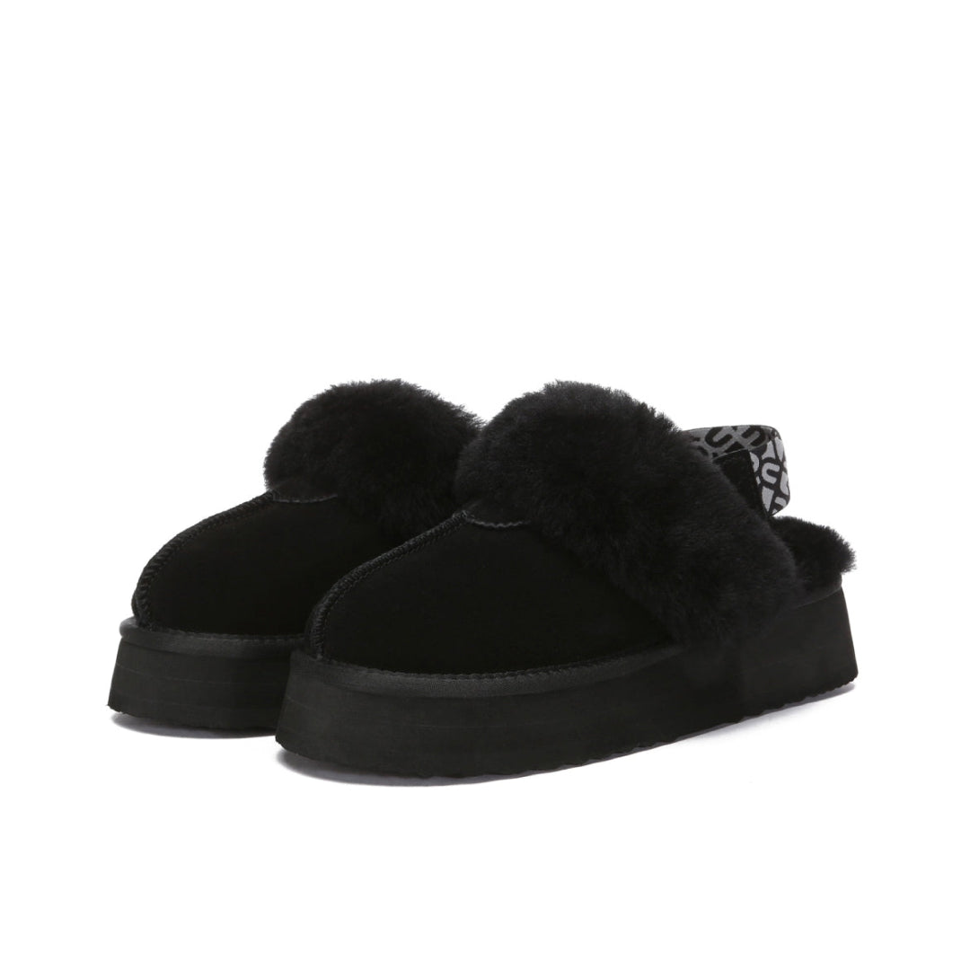 EVERAU Wagtail Black Platform Slippers Kapcie Czarne