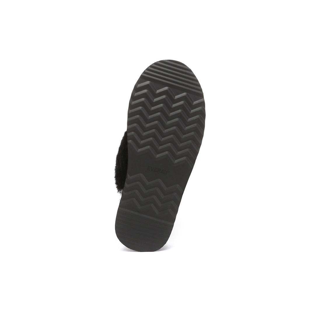 EVERAU Wagtail Black Platform Slippers Kapcie Czarne