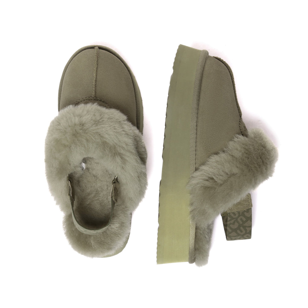 EVERAU Wagtail Caribou Platform Slippers Kapcie Zielone