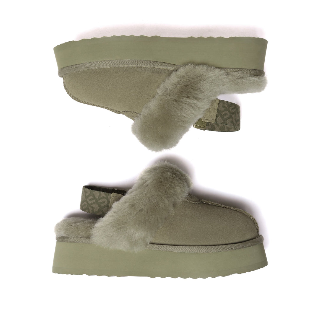EVERAU Wagtail Caribou Platform Slippers Kapcie Zielone