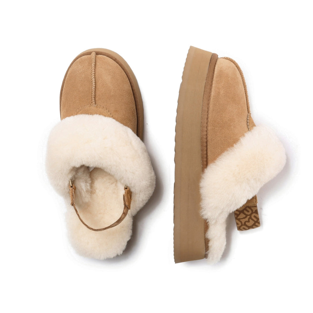 EVERAU Wagtail Chestnut Platform Slippers Kapcie Brązowe