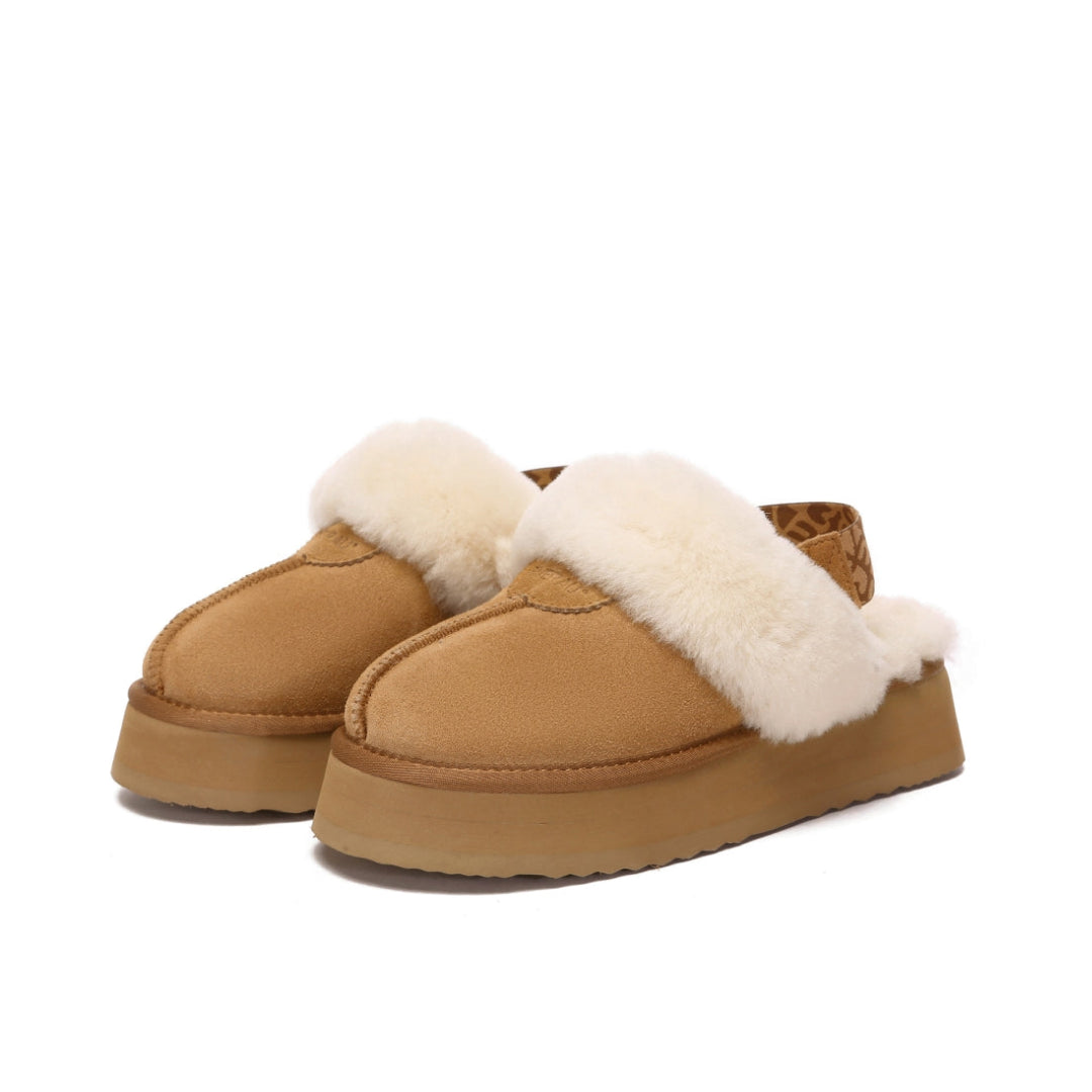 EVERAU Wagtail Chestnut Platform Slippers Kapcie Brązowe