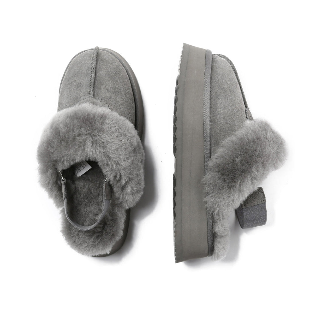 EVERAU Wagtail Grey Platform Slippers Kapcie Szare