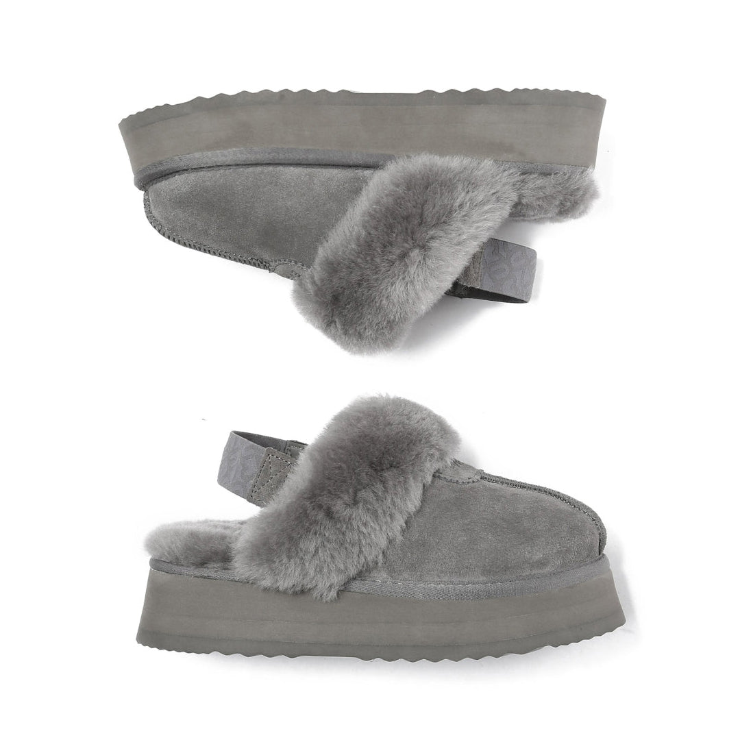 EVERAU Wagtail Grey Platform Slippers Kapcie Szare