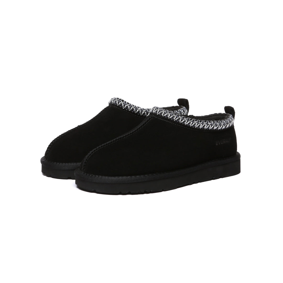EVERAU Wigeon Black Leather Slippers Czarne