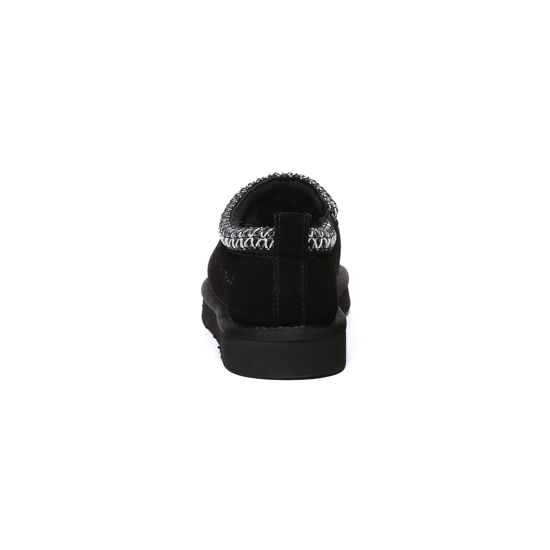 EVERAU Wigeon Black Leather Slippers Czarne