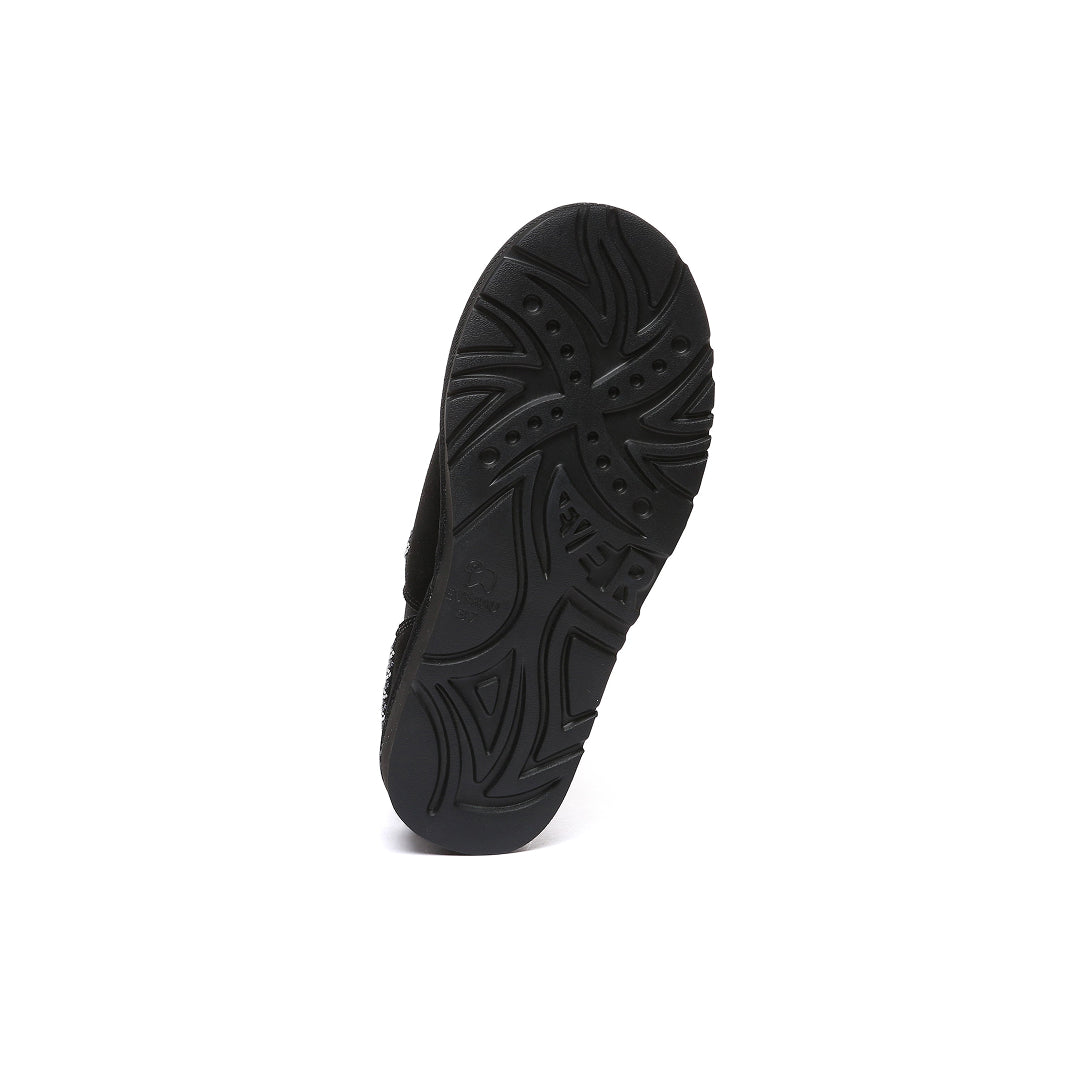 EVERAU Wigeon Black Leather Slippers Czarne
