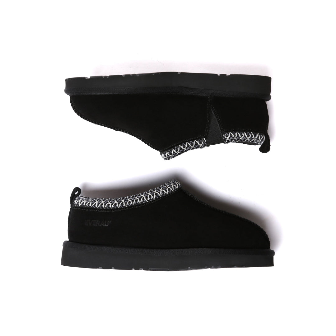 EVERAU Wigeon Black Leather Slippers Czarne