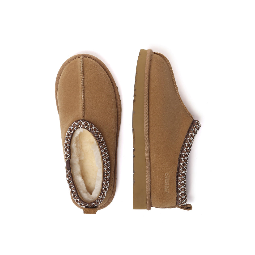 EVERAU Wigeon Chestnut Leather Slippers Brązowe