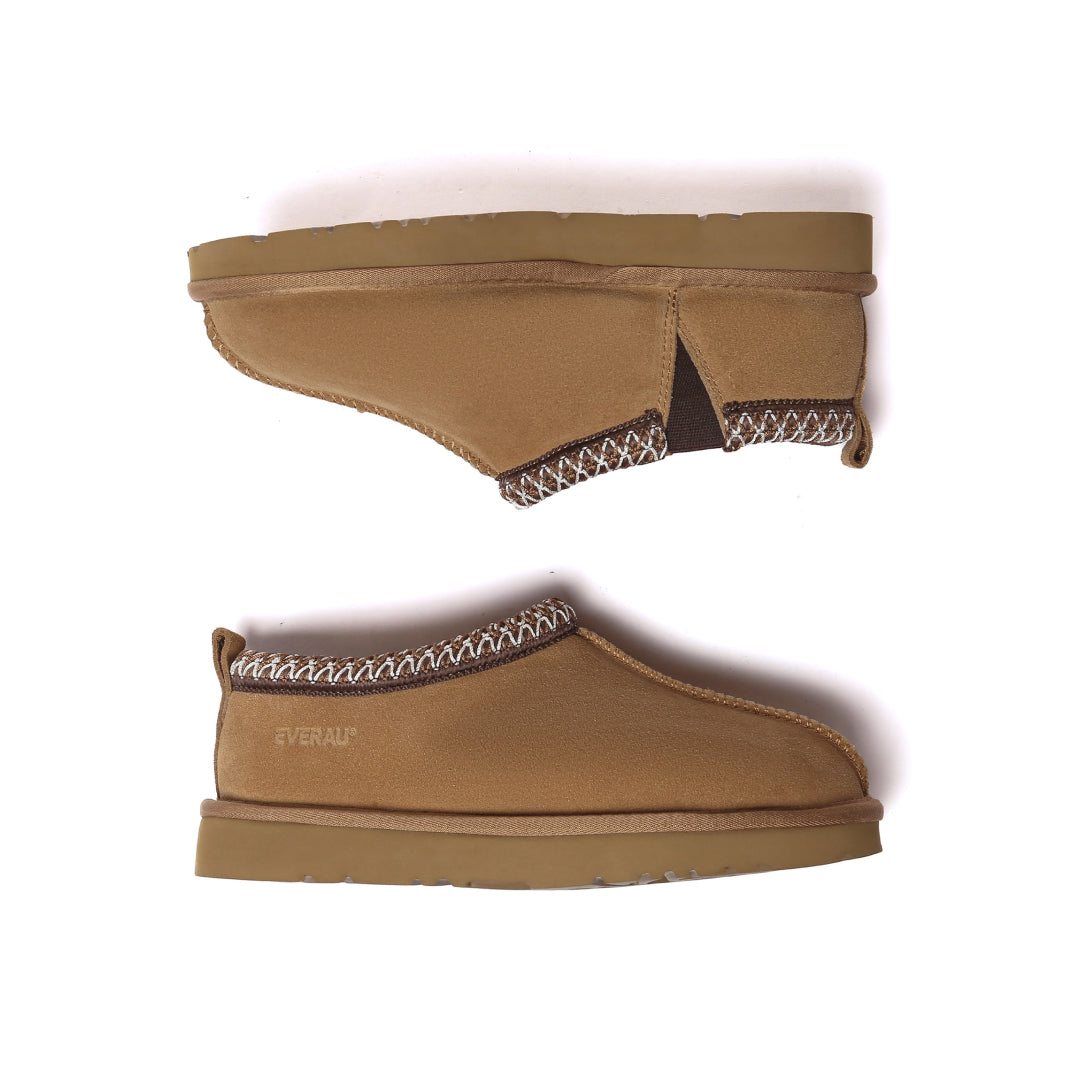 EVERAU Wigeon Chestnut Leather Slippers Brązowe