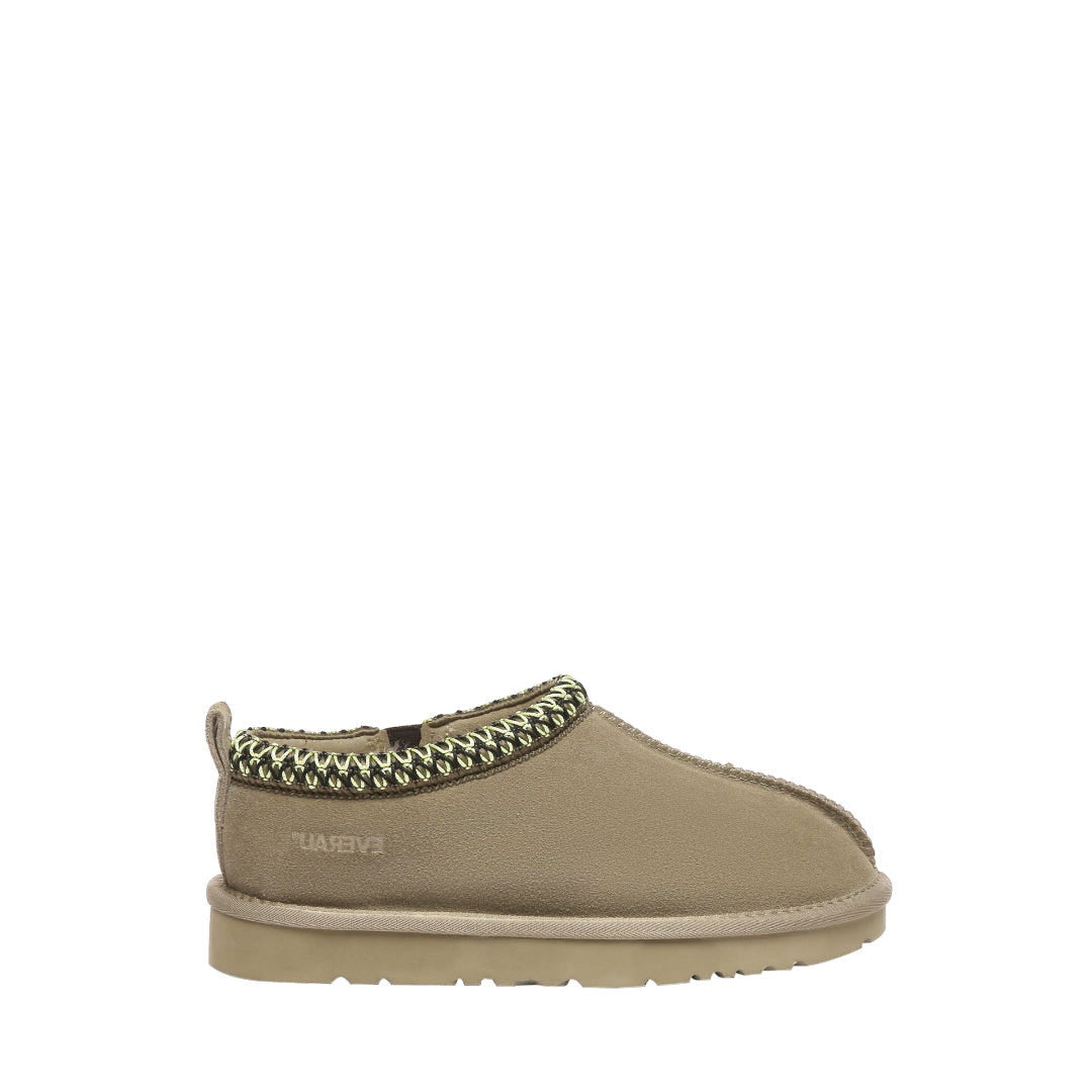 EVERAU Wigeon Olive Leather Slippers Oliwkowe