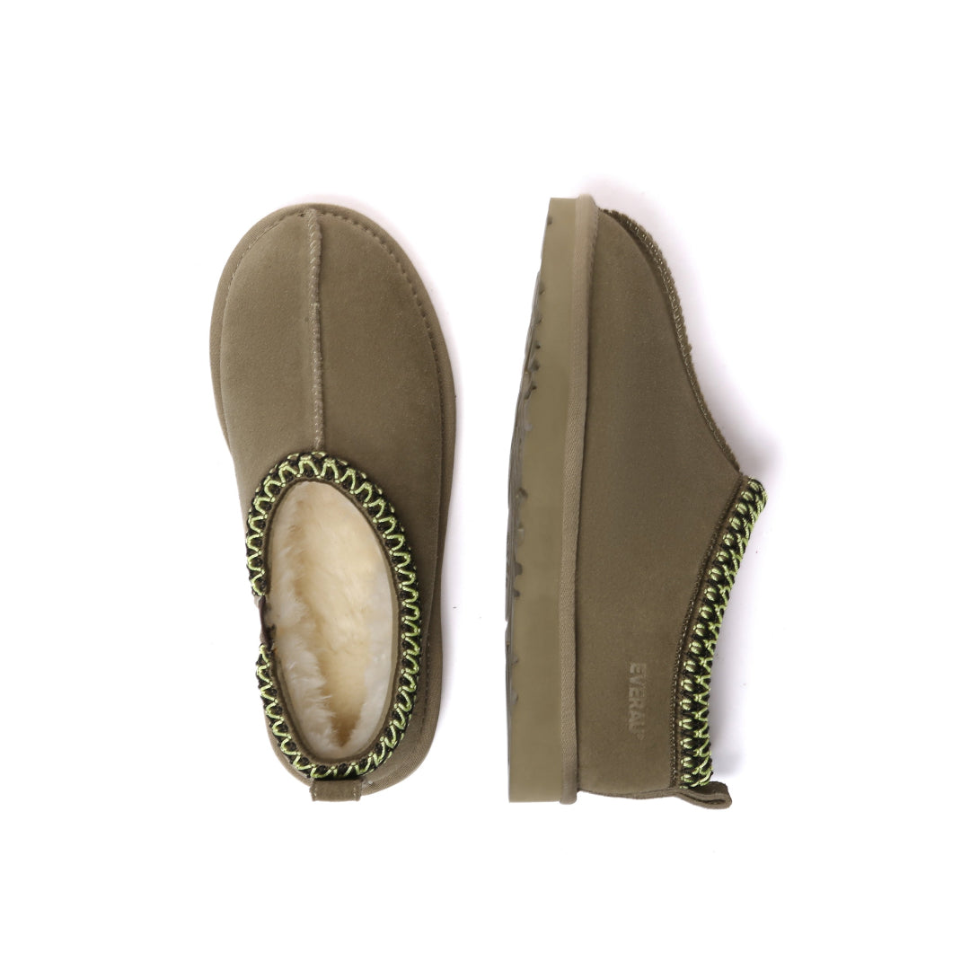 EVERAU Wigeon Olive Leather Slippers Kapcie Oliwkowe