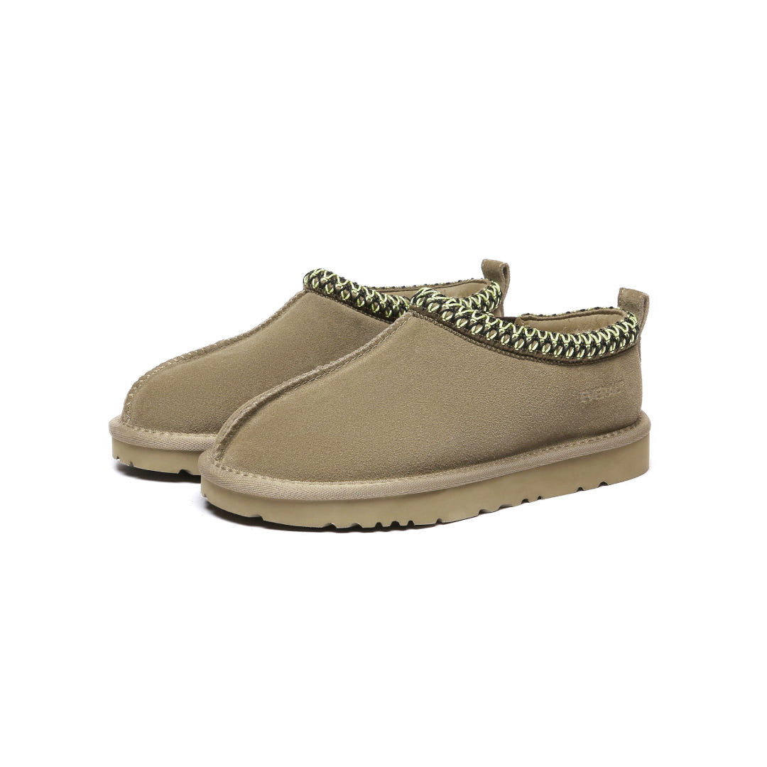 EVERAU Wigeon Olive Leather Slippers Oliwkowe
