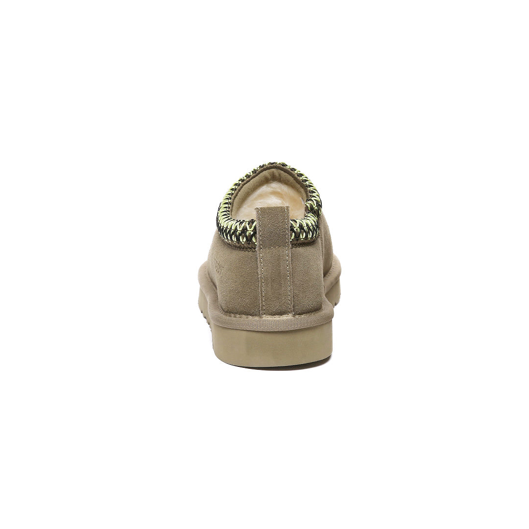 EVERAU Wigeon Olive Leather Slippers Oliwkowe