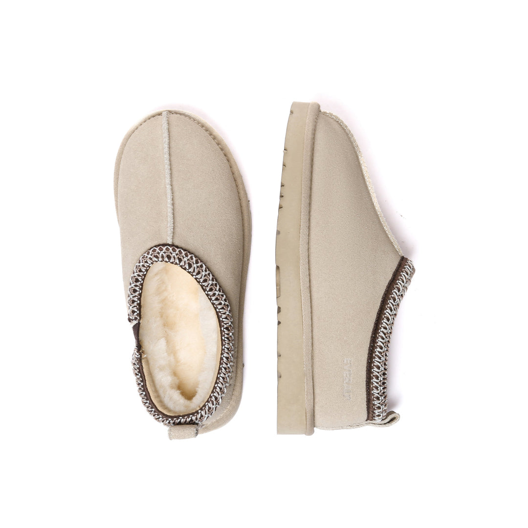 EVERAU Wigeon Sand Leather Slippers Beżowe
