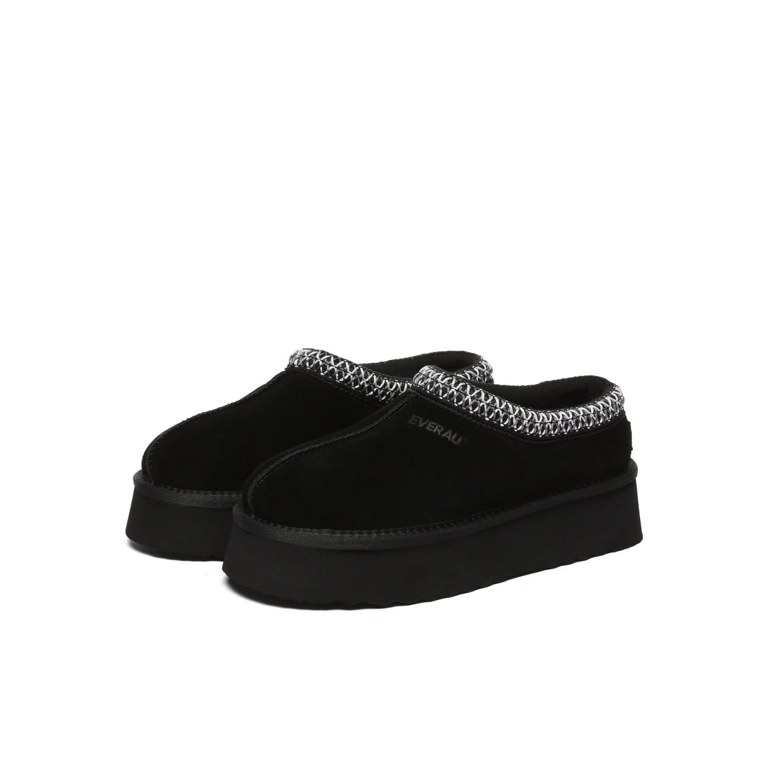 EVERAU Wonga Leather Slippers Kapcie Czarne
