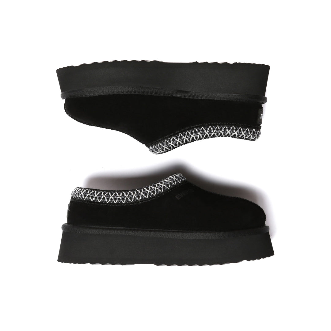 EVERAU Wonga Leather Slippers Kapcie Czarne