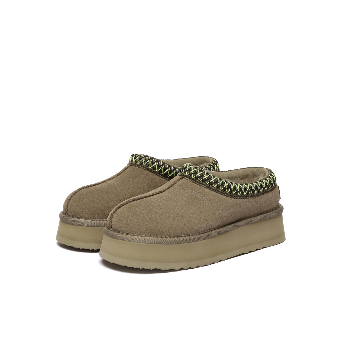 EVERAU Wonga Leather Slippers Kapcie Oliwkowe