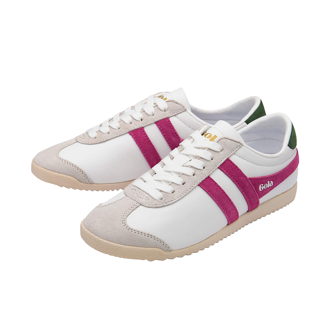 Gola Women's Bullet Pure Trainer White/Fuchsia/Garden Green Sneakersy Damskie Białe
