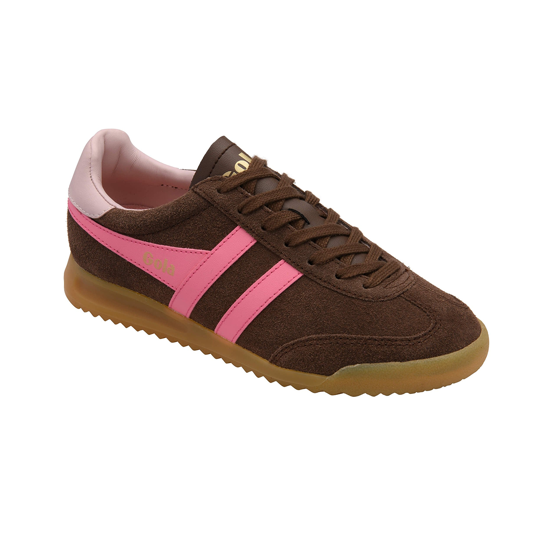 Gola Women's Torpedo Trainer Dark Brown/Fluro Pink/Chalk Pink Sneakersy Damskie Brązowe