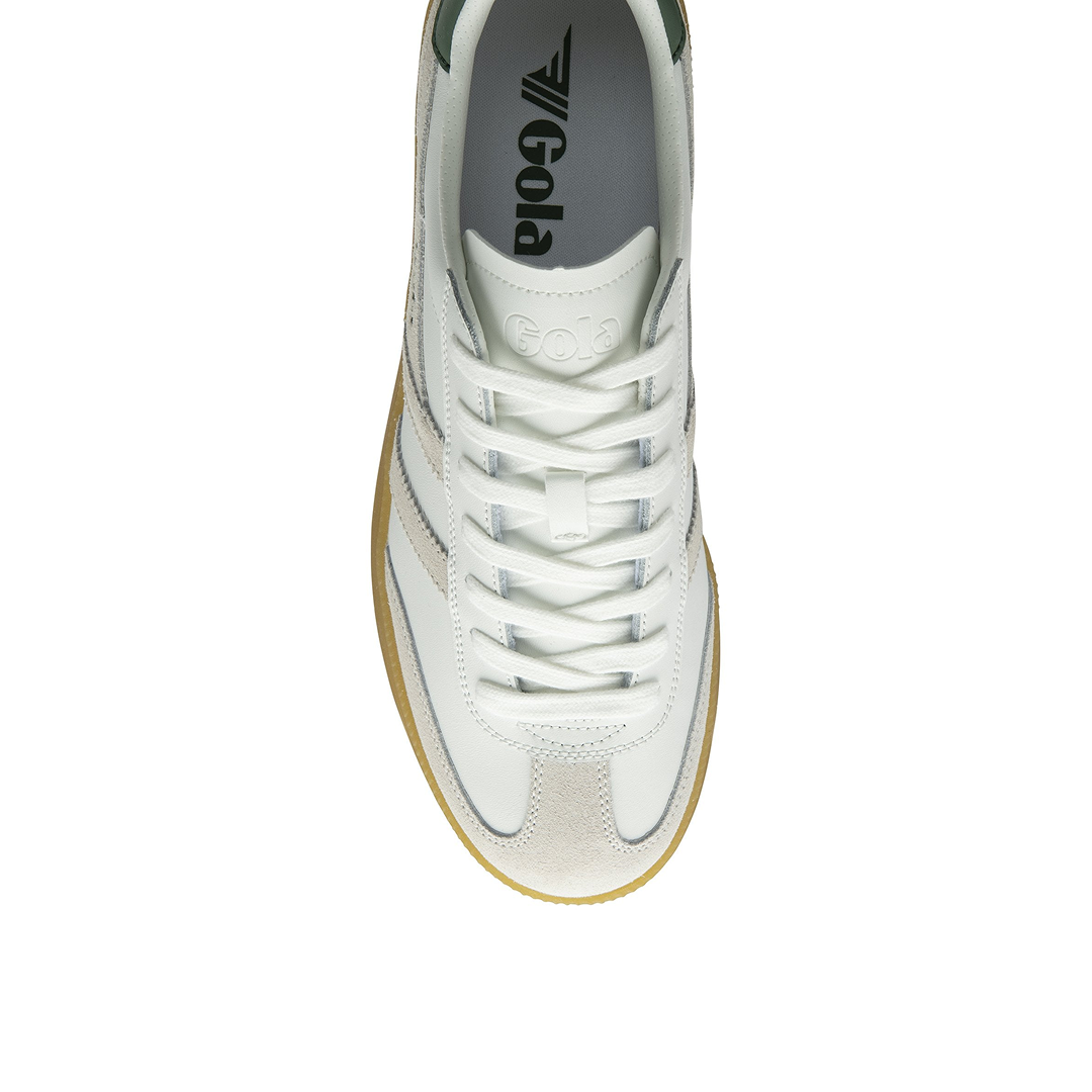 Gola Women's Viper Leather Trainer White/White/Evergreen/Gum Sneakersy Damskie Białe Zielone