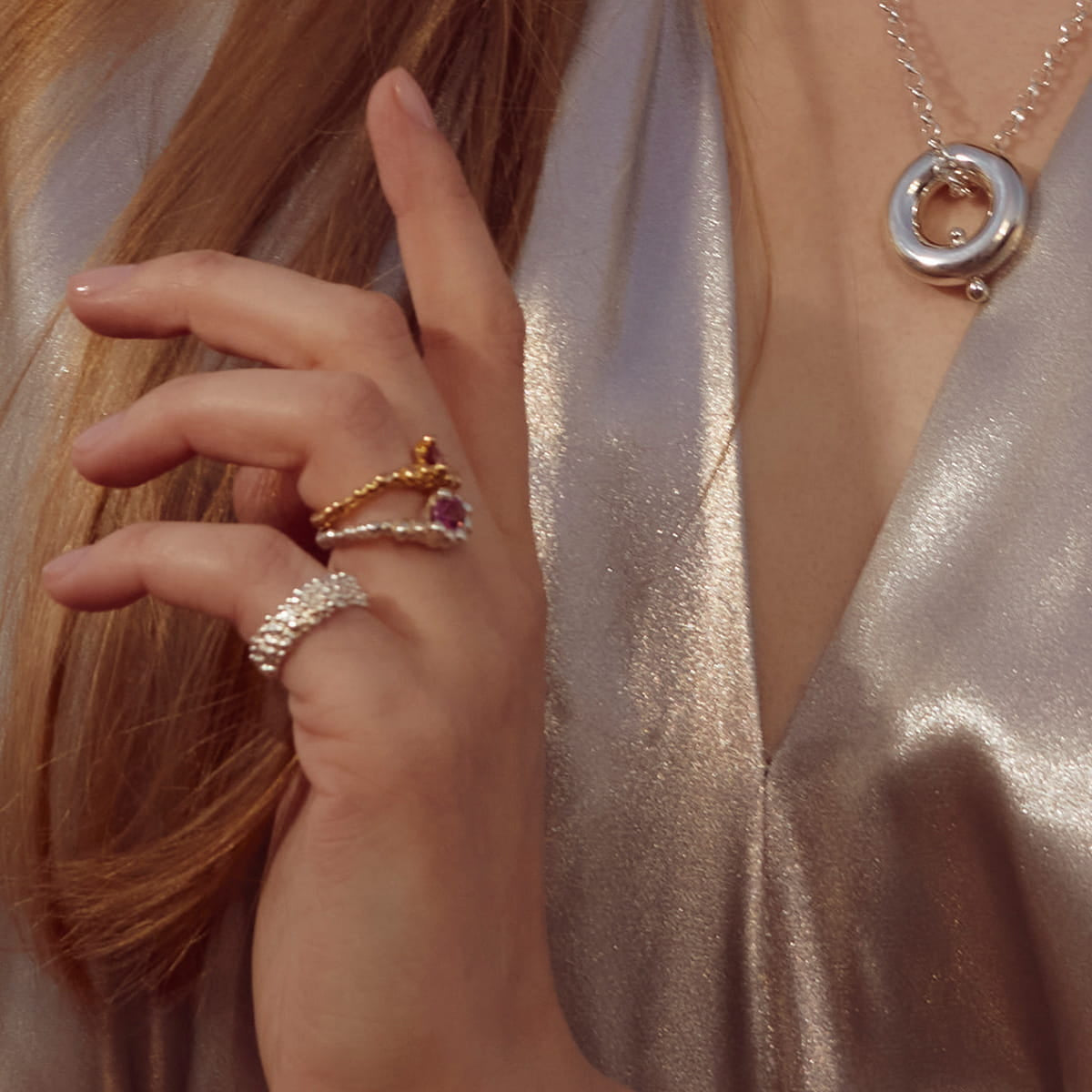 Maar Pierścionek Caviar Srebrny