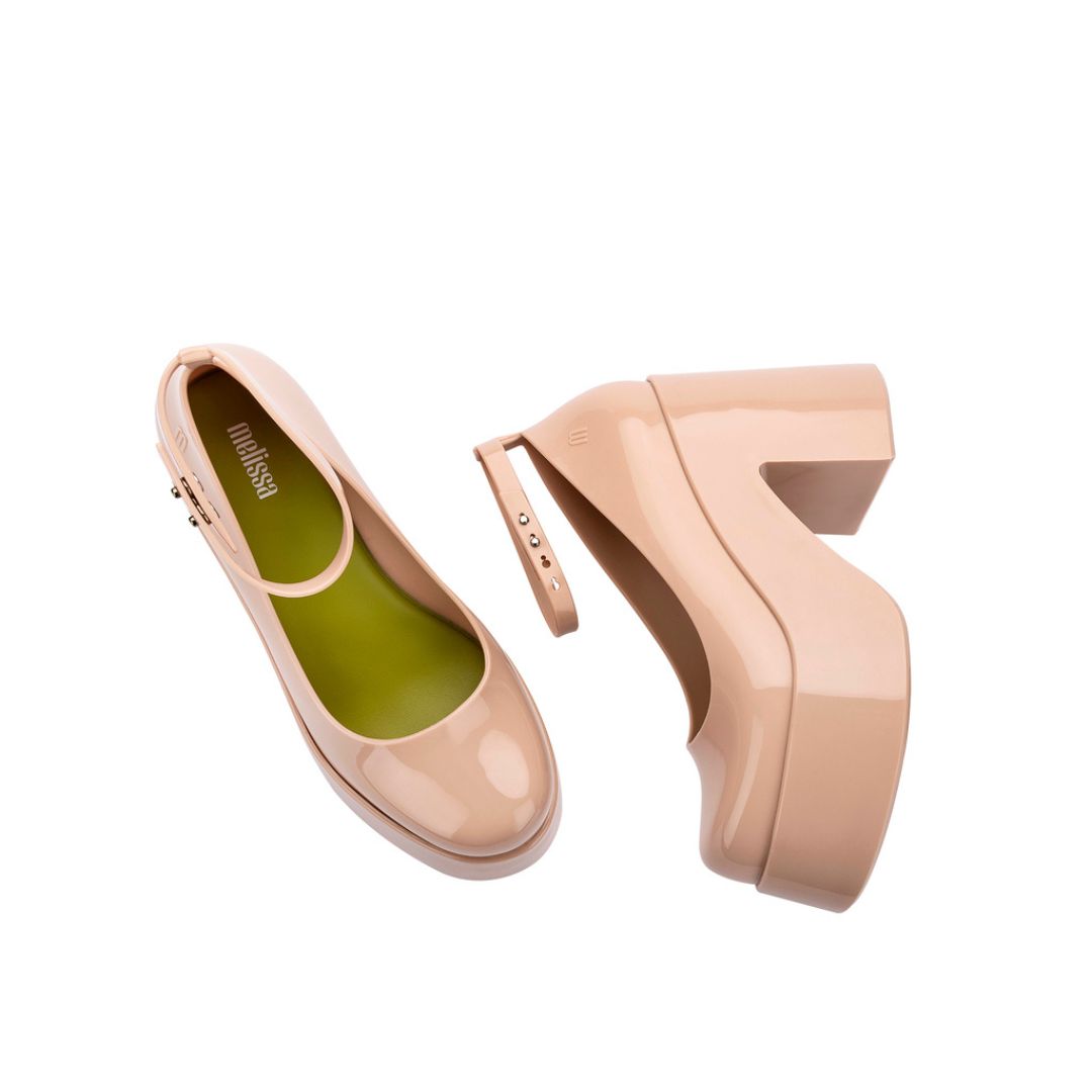 Melissa Doll Heel Ad Beige Green Półbuty Damskie Na Obcasie Beige Green