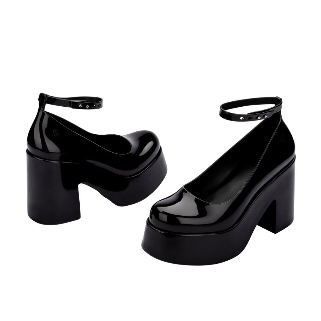 Melissa Doll Heel Ad Black Półbuty Damskie Na Obcasie Czarne