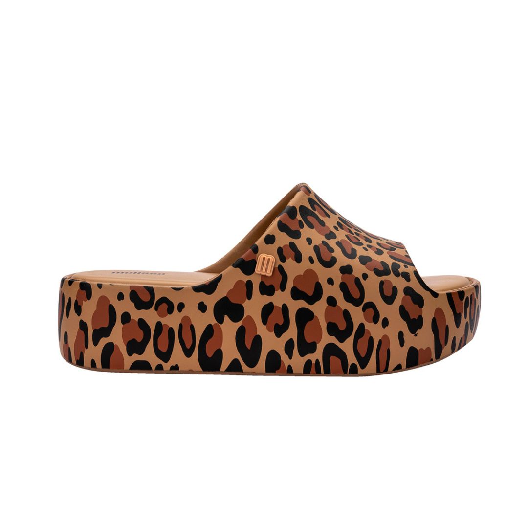 Melissa Free Print Platform Slide AD Brown Beige Black Klapki Damskie Na Platformie Panterka