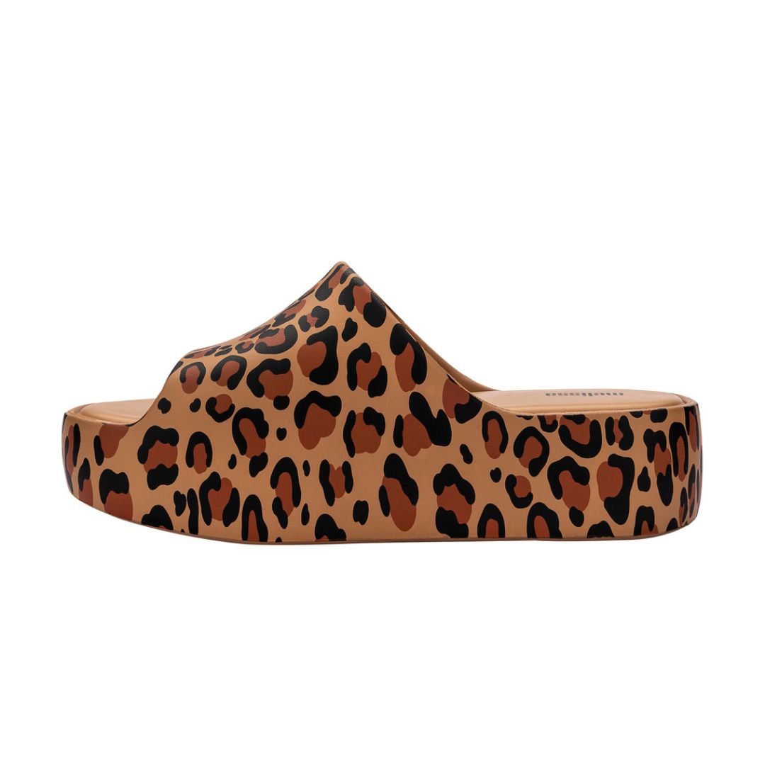 Melissa Free Print Platform Slide AD Brown Beige Black Klapki Damskie Na Platformie Panterka