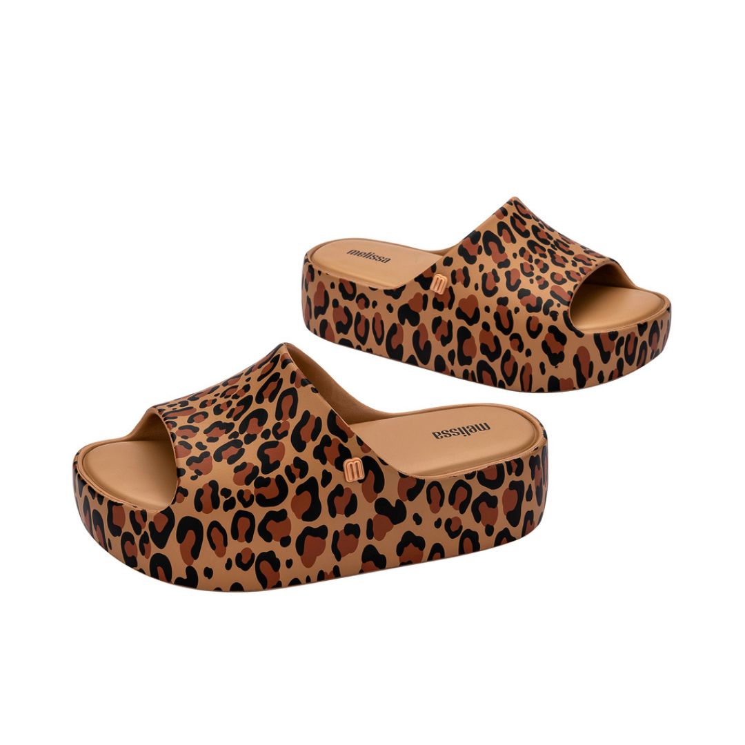 Melissa Free Print Platform Slide AD Brown Beige Black Klapki Damskie Na Platformie Panterka