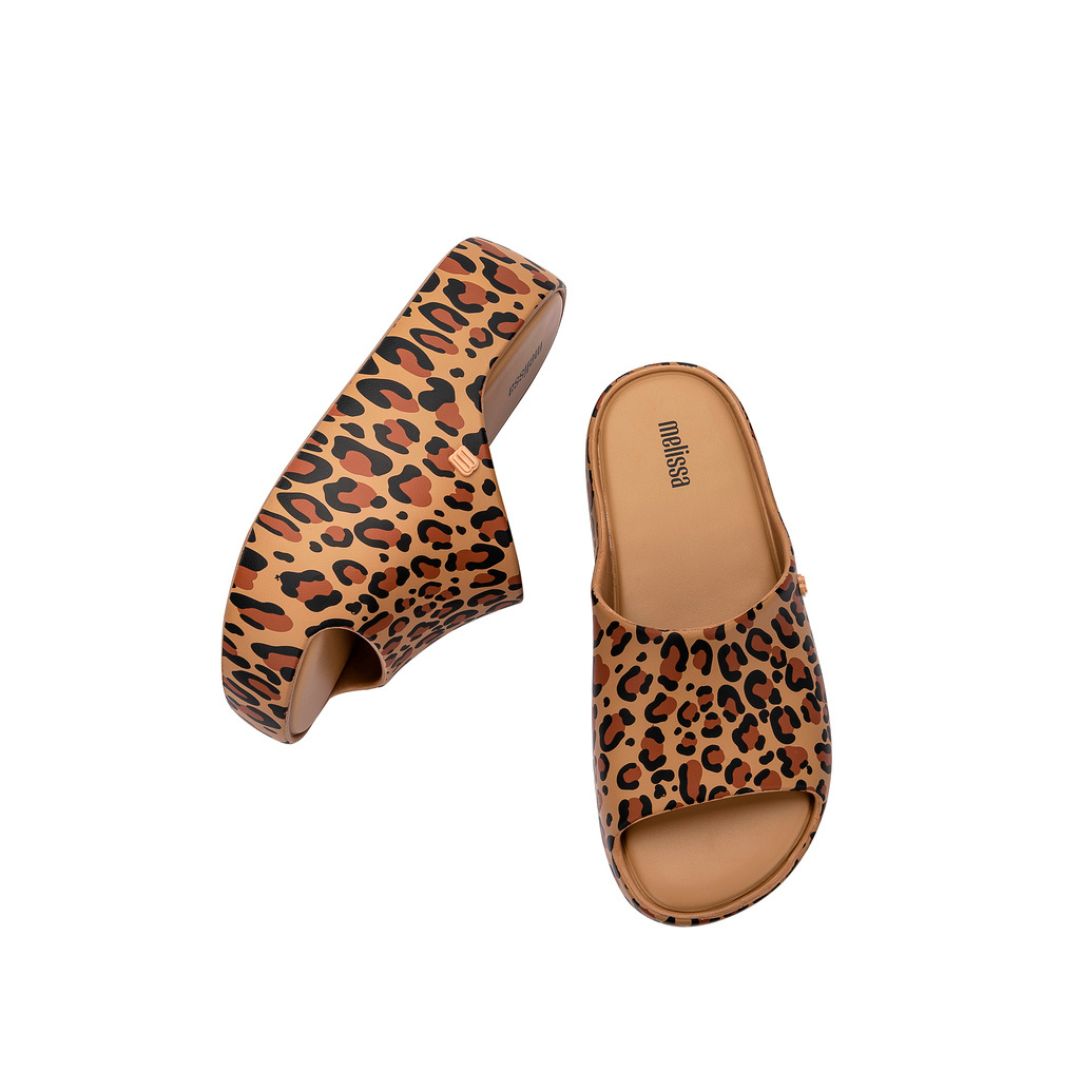 Melissa Free Print Platform Slide AD Brown Beige Black Klapki Damskie Na Platformie Panterka