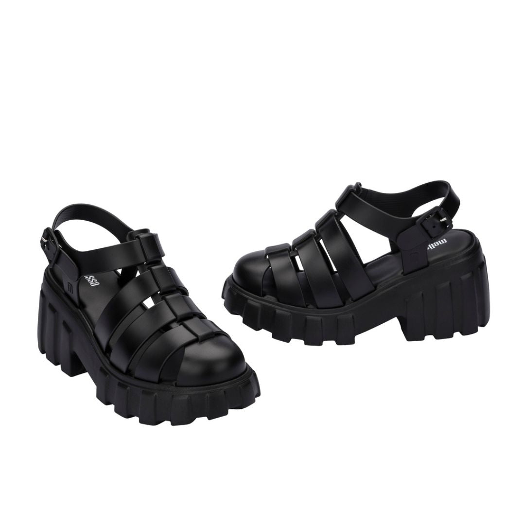 Melissa Megan Ad Black Sandały Damskie Na Obcasie Czarne