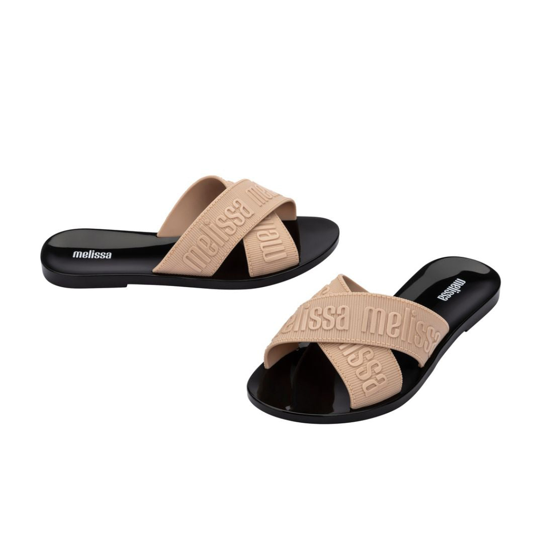 Melissa M Lover Slide Ad Klapki Damskie Beige/Black Beżowo Czarne