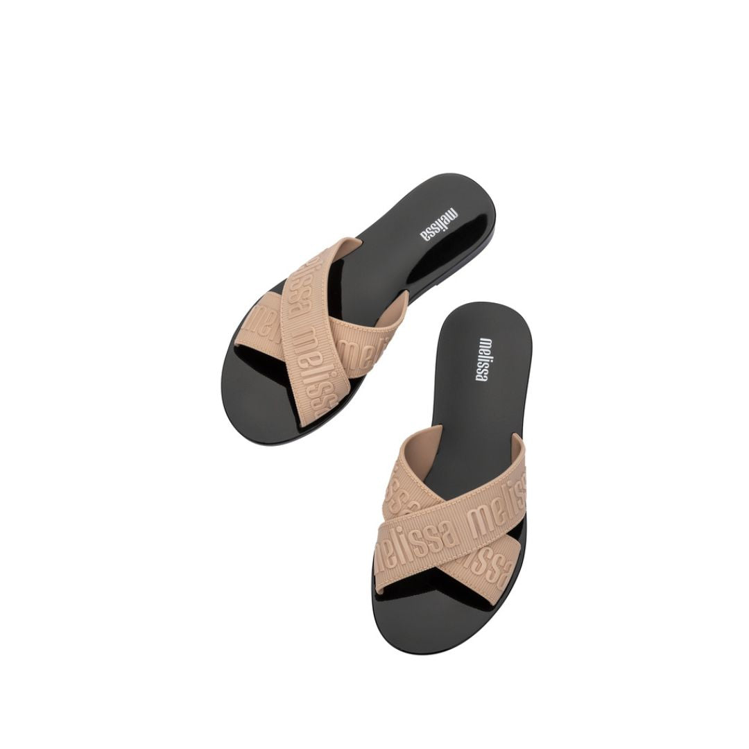 Melissa M Lover Slide Ad Klapki Damskie Beige/Black Beżowo Czarne