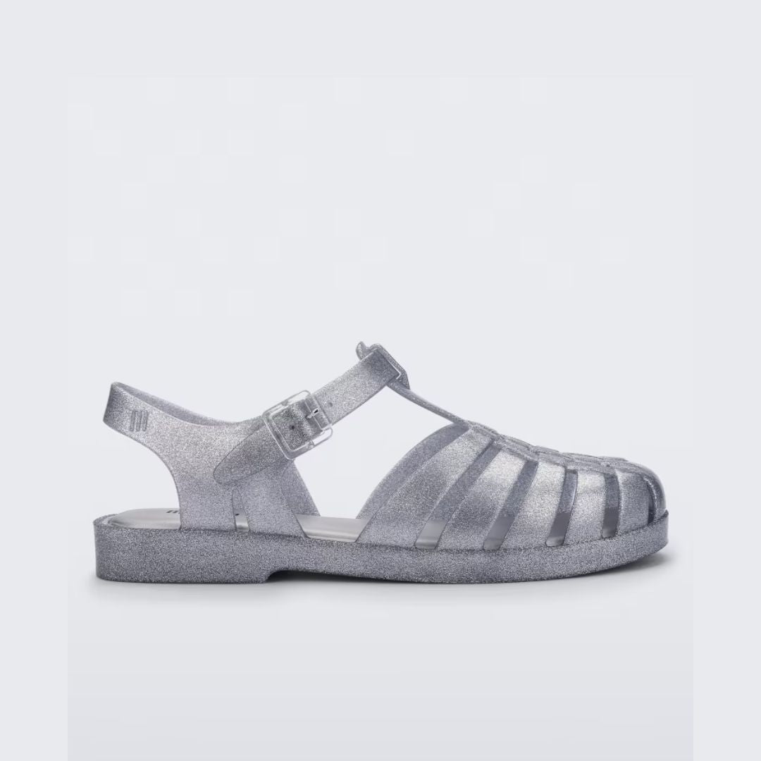 Melissa Possession Shiny AD Silver Glitter Sandały Damskie Srebrne Brokat