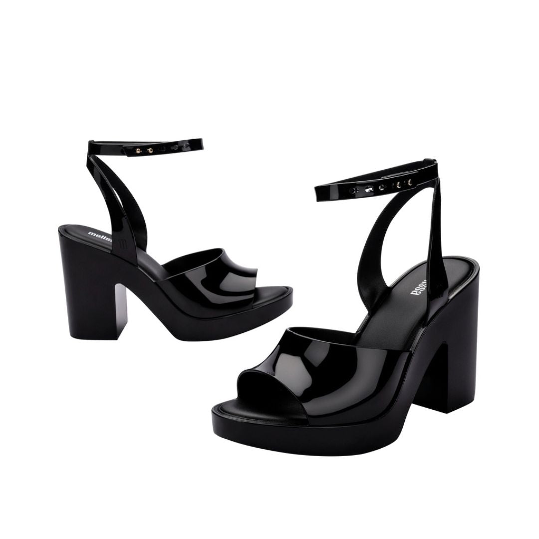 Melissa Rita AD Black Sandały Damskie Na Obcasie Czarne