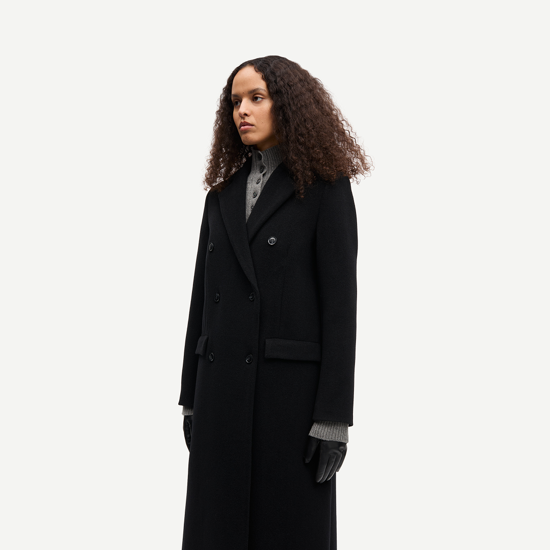SAMSØE SAMSØE - FALCON COAT PŁASZCZ ZIMOWY CZARNY