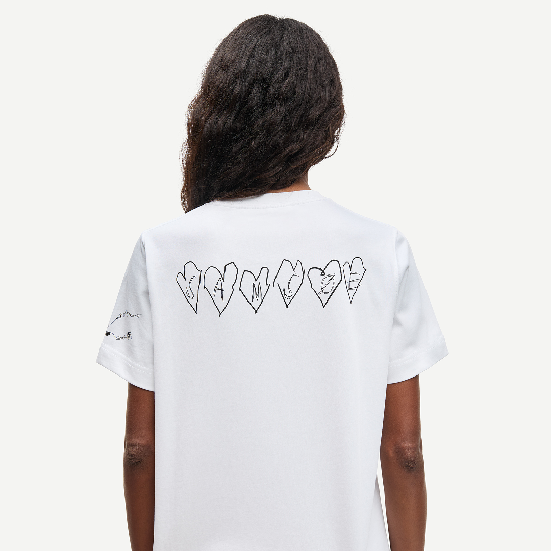 SAMSØE SAMSØE - SACAMINO T-SHIRT BIAŁY SCRIBBLES