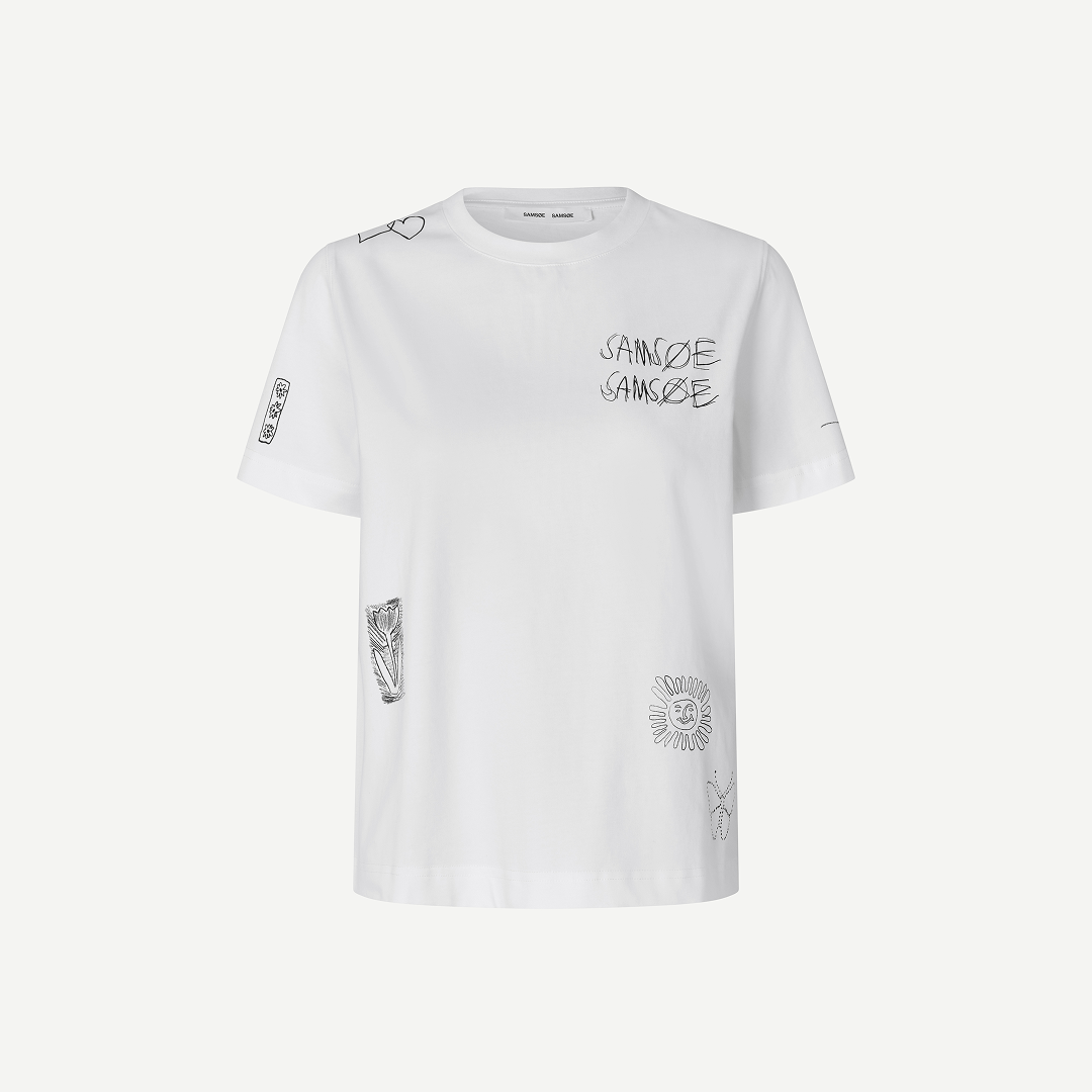 SAMSØE SAMSØE - SACAMINO T-SHIRT BIAŁY SCRIBBLES