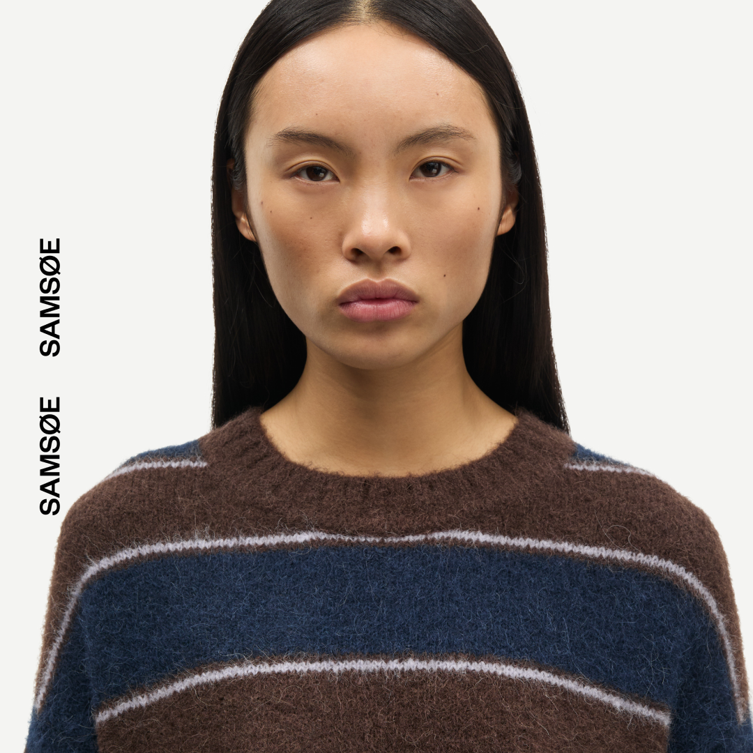 SAMSØE SAMSØE - SAYEANNE SWETER W PASKI GRNATOWY BRĄZ
