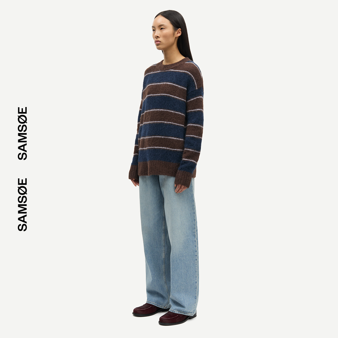 SAMSØE SAMSØE - SAYEANNE SWETER W PASKI GRNATOWY BRĄZ