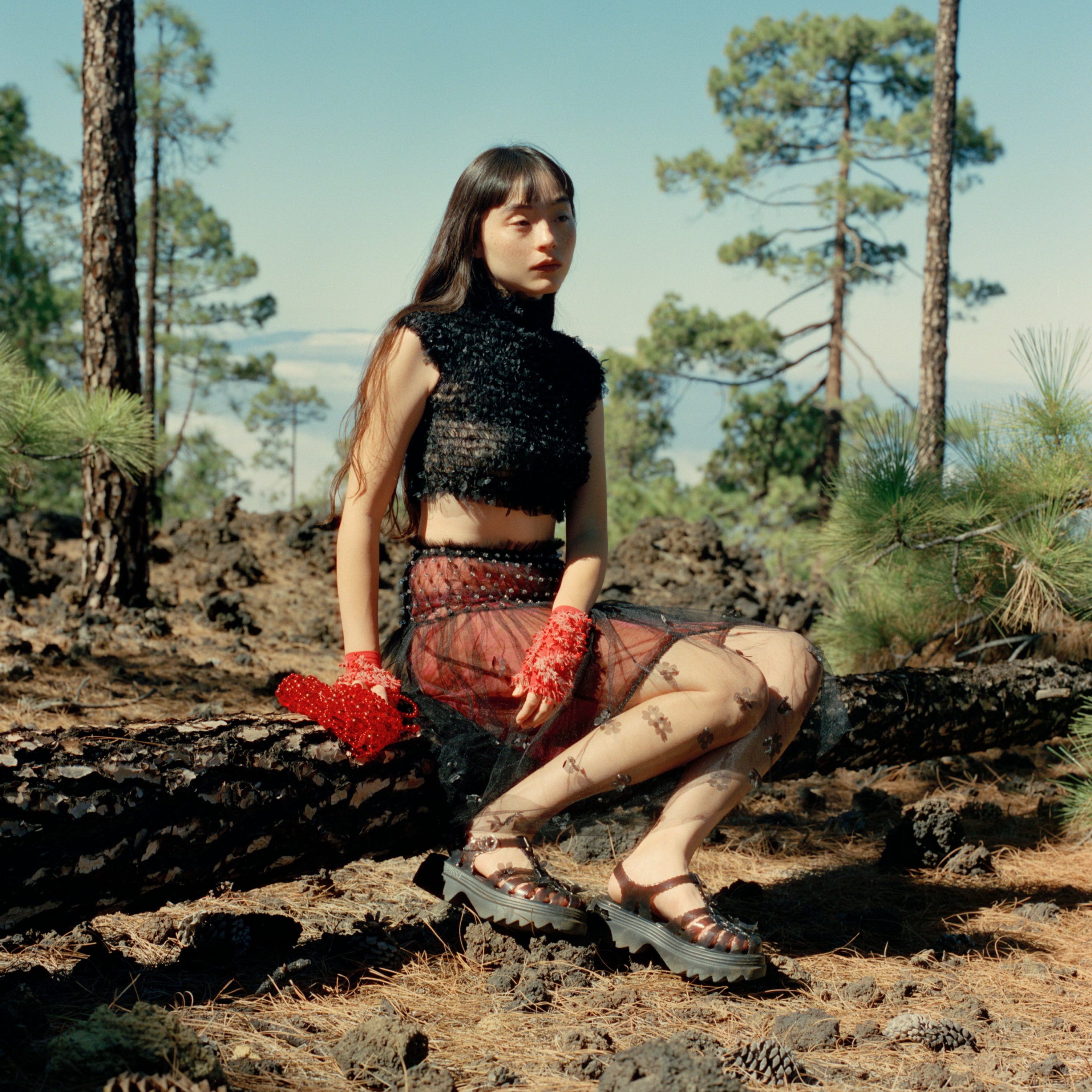 Melissa Possession Platform Sakura + Susan Fang AD Black Sandały Damskie na Platformie Czarne