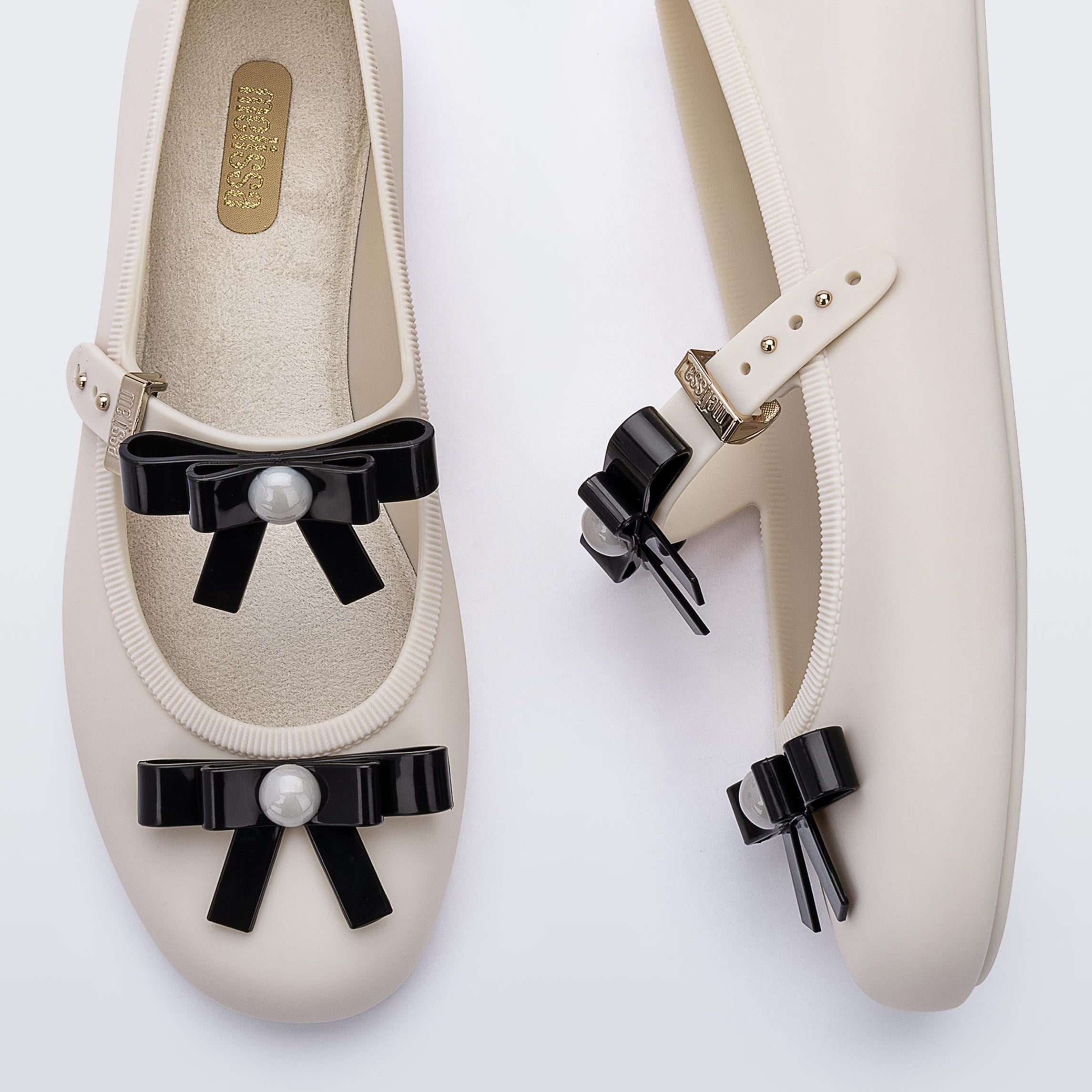 Melissa Soft Ballerina Bow AD Beige / Black Baleriny Damskie Beżowe