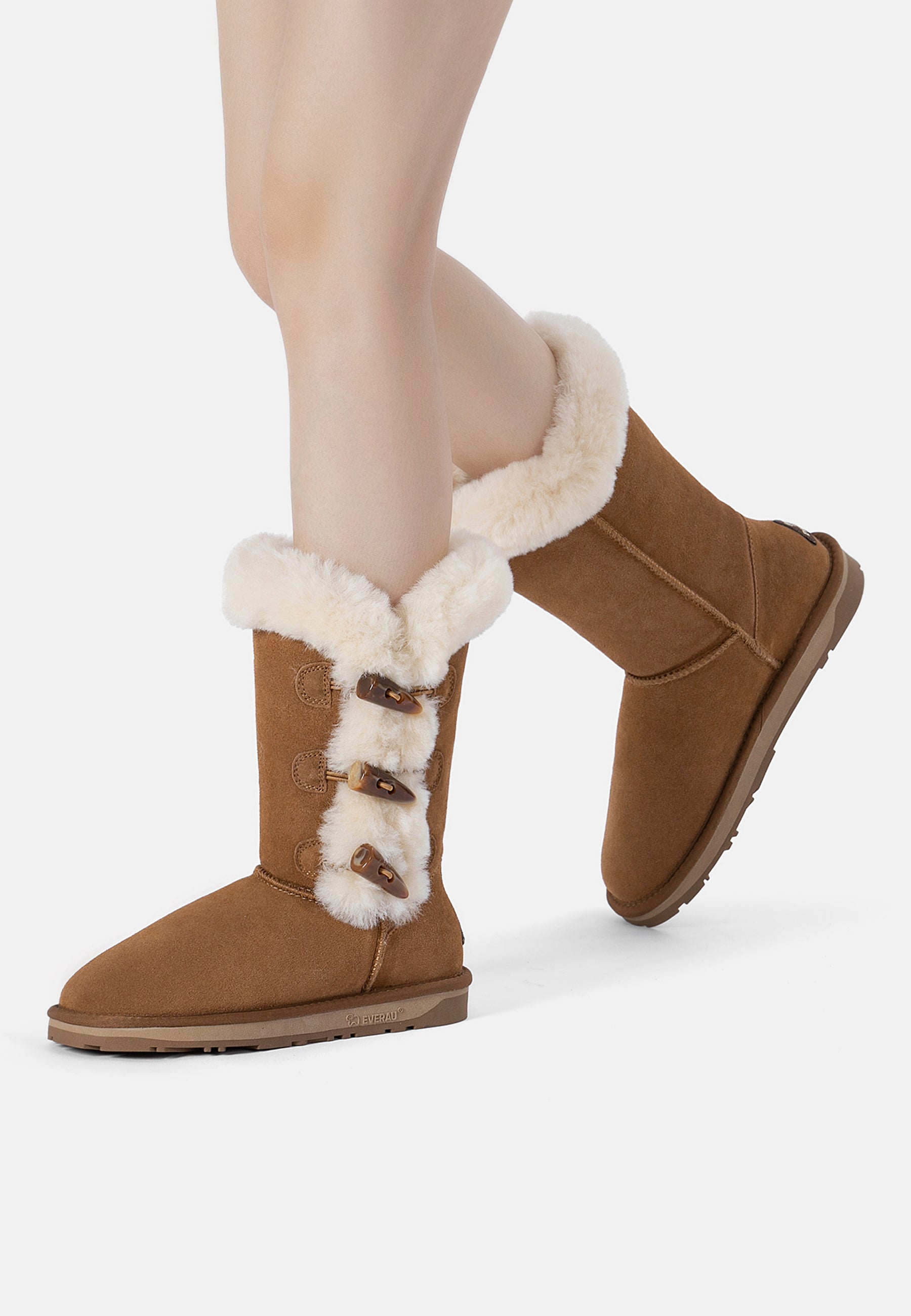 EVERAU Ashy Chestnut Tall Boots Botki Brązowe