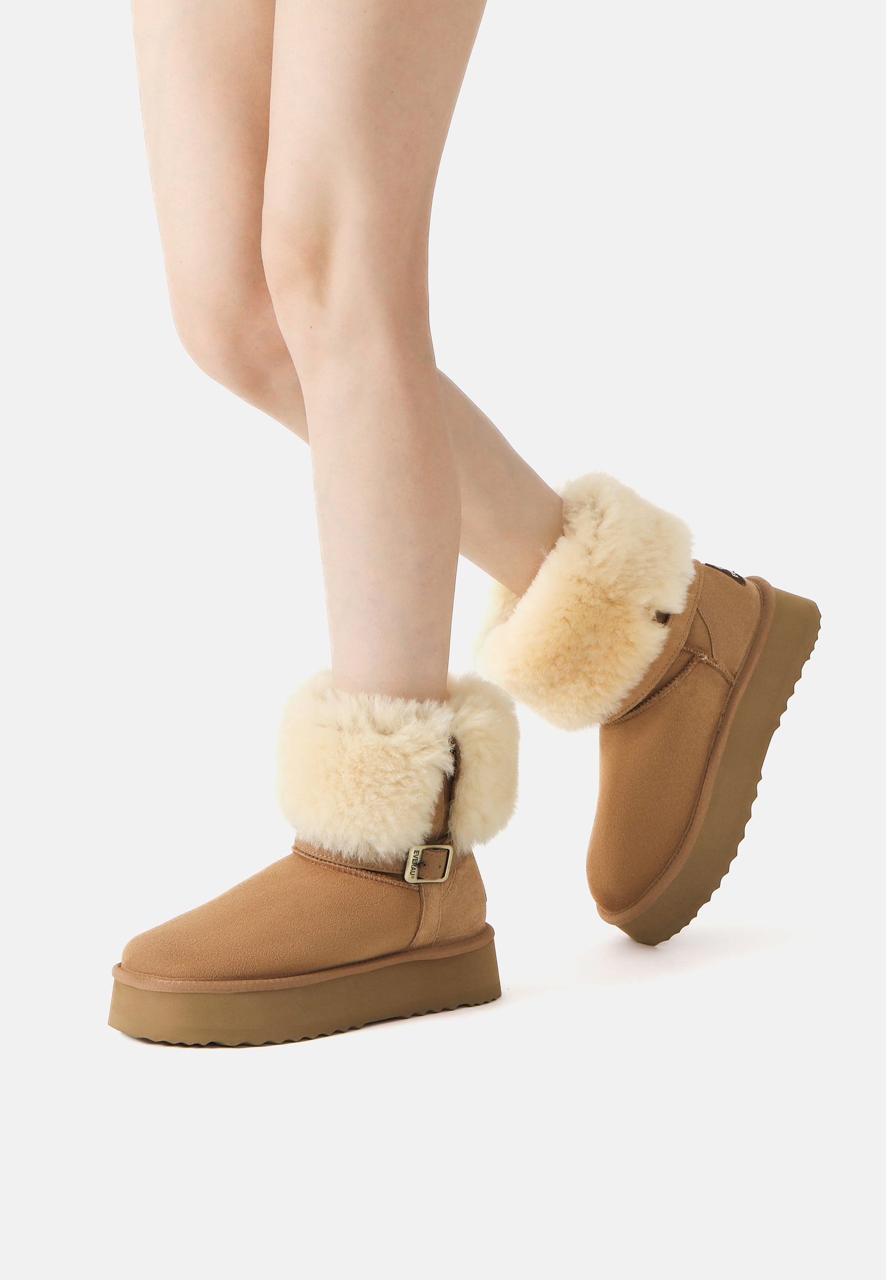 EVERAU Brush Chestnut Platform Boots Botki Brązowe