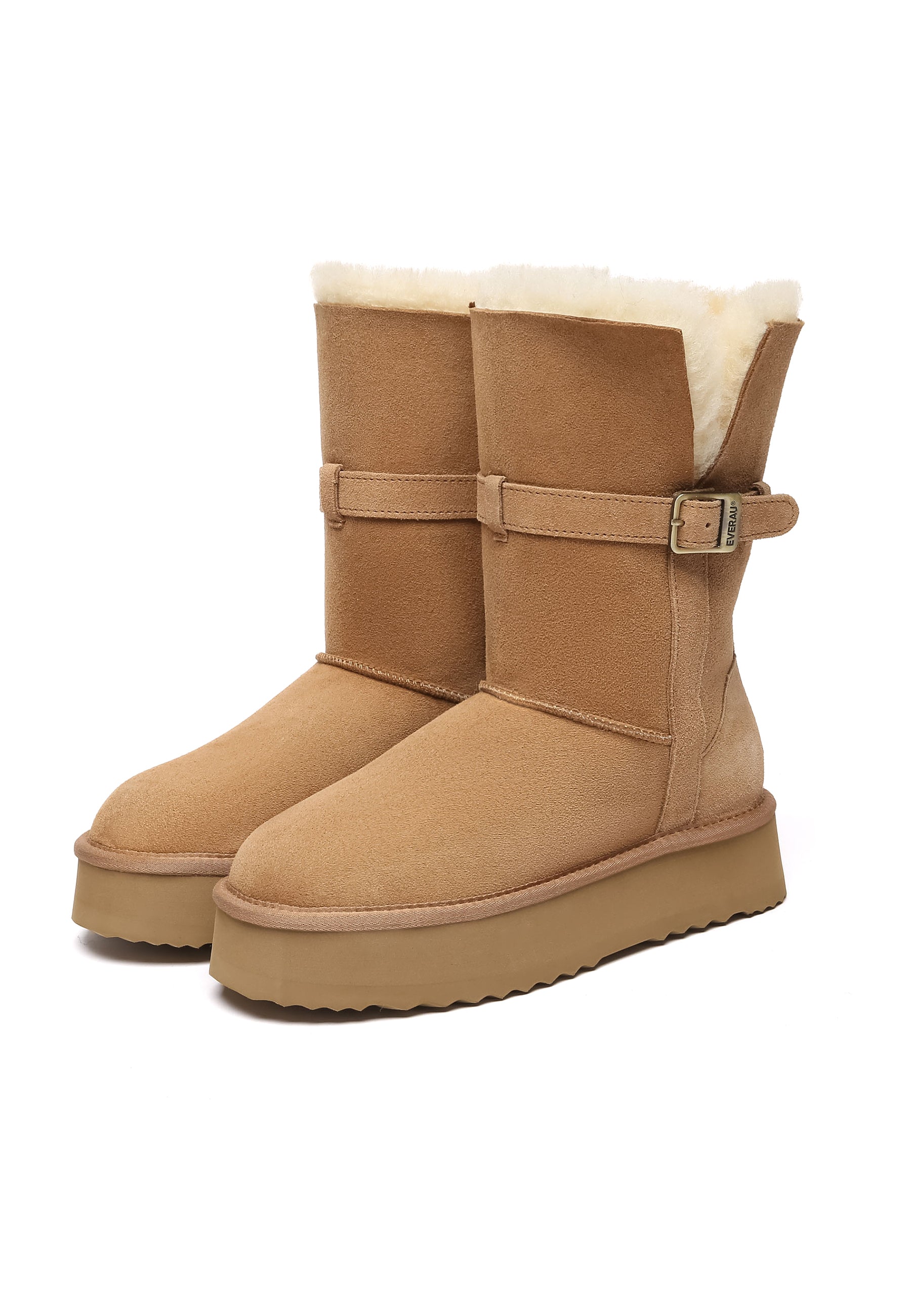 EVERAU Brush Chestnut Platform Boots Botki Brązowe