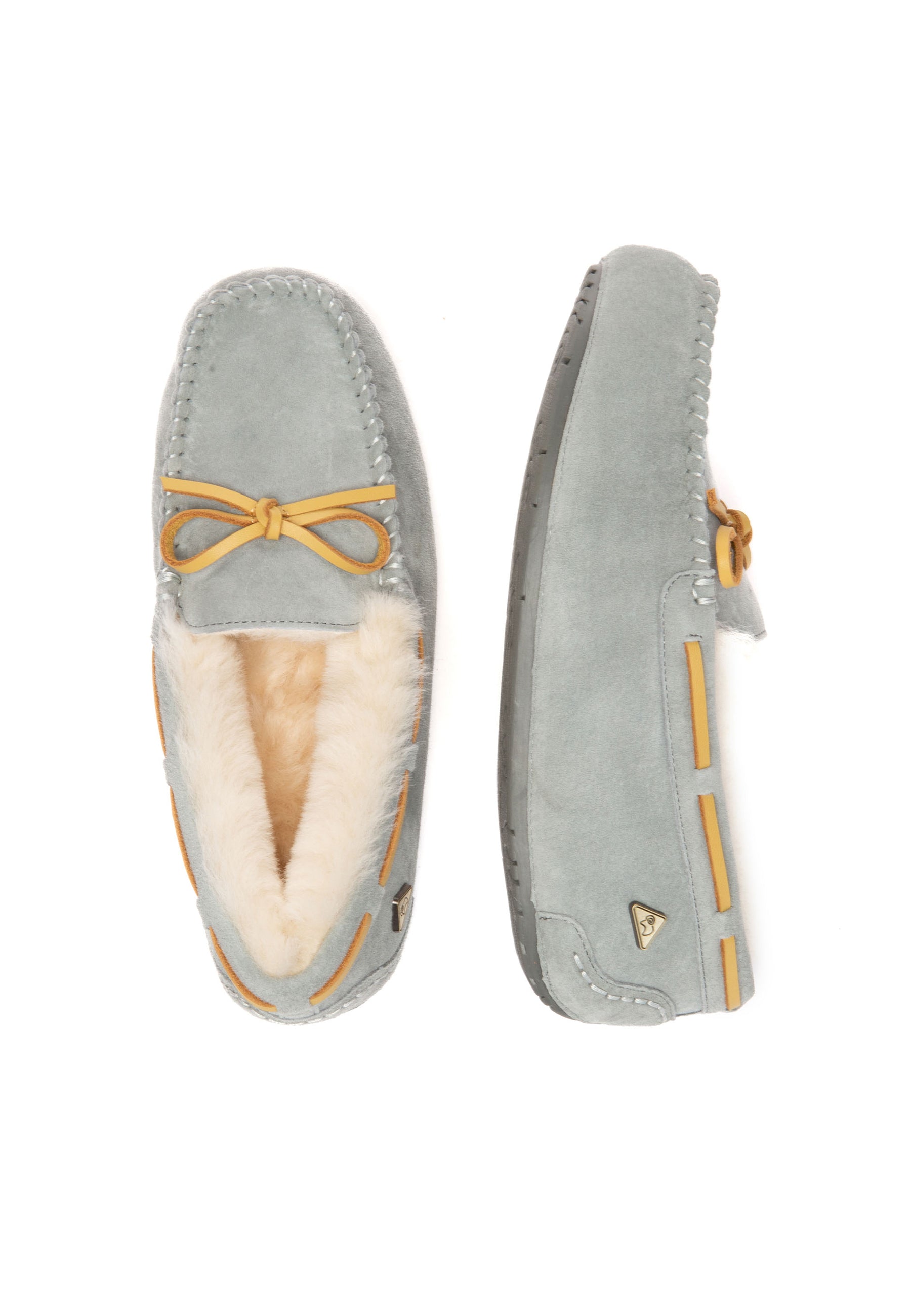 EVERAU Crested Leather Loafers Loafersy Szare